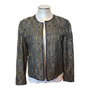 Chaudry Vintage Women’s Embroidered Beaded Jacket Black Gold & Black Formal M